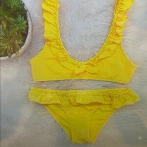 Yellow Ruffled Kids Bikini